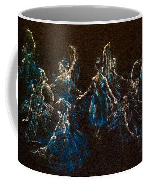 Ballerinas Coffee Mug featuring the painting Ballerina Ghosts by Jani Freimann