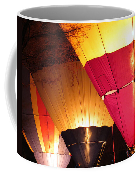 Flying Coffee Mug featuring the photograph Balloons at Night by Laurel Powell