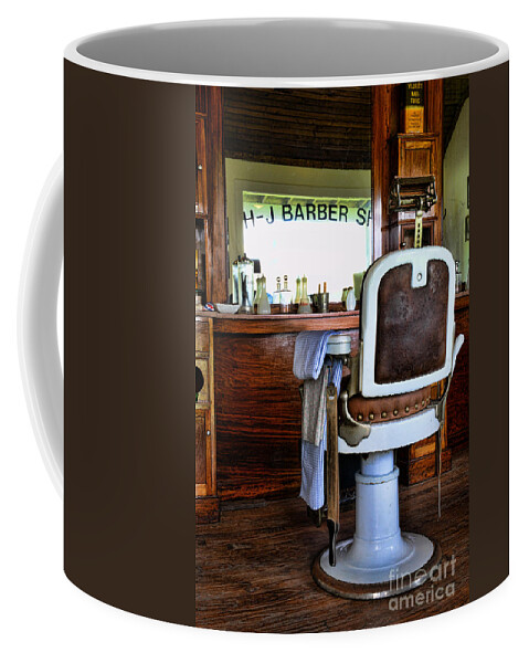 Barber - The Barber's Chair Coffee Mug featuring the photograph Barber - The Barber Shop by Paul Ward
