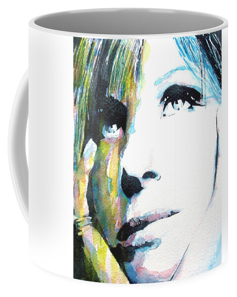 The Wonderful Barbara Streisand Caught In Waterrcolor Coffee Mug featuring the painting Barbra Streisand by Paul Lovering