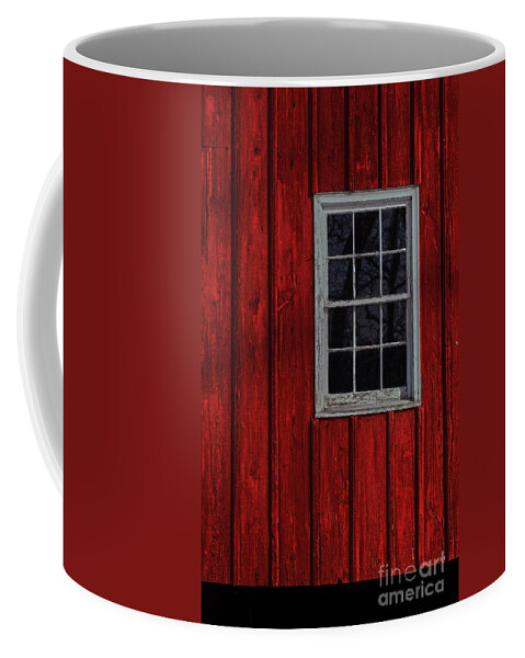 Red Coffee Mug featuring the photograph Barn Window by Debra Fedchin