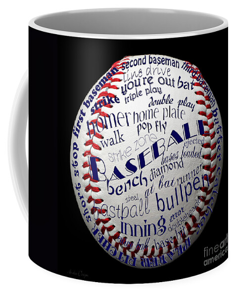 Baseball Coffee Mug featuring the digital art Baseball Terms Typography 1 by Andee Design
