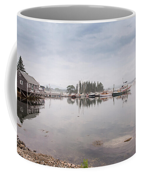 Bass Harbor Coffee Mug featuring the photograph Bass Harbor in the Morning Fog by John M Bailey