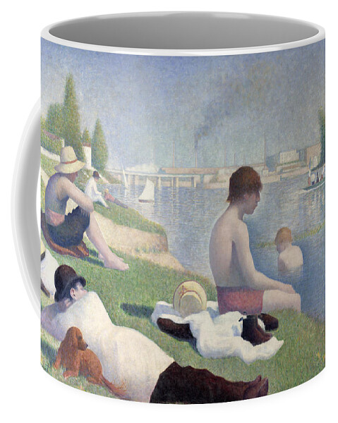 Bathers At Asnieres Coffee Mug featuring the painting Bathers at Asnieres by Georges Seurat