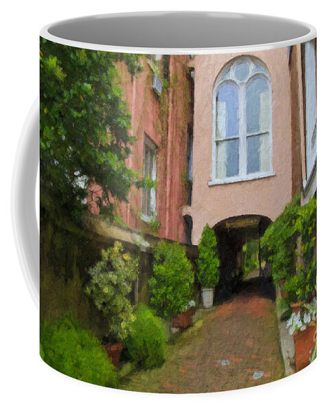 Battery Carriage House Inn Coffee Mug featuring the digital art Battery Carriage House Inn Alley by Jill Lang
