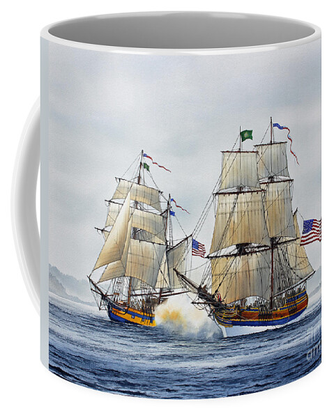 Tall Ship Coffee Mug featuring the painting Battle Sail by James Williamson