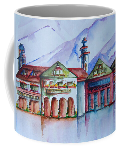 Bavaria Coffee Mug featuring the painting Bavarian Village by Elaine Duras