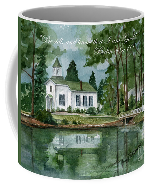 Seaville United Methodist Church Coffee Mug featuring the painting Be Still by Nancy Patterson