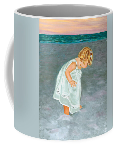 Beach Coffee Mug featuring the painting Beach Baby in White by Jill Ciccone Pike