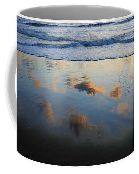 535706 Coffee Mug featuring the photograph Beach Clouds Reflected At Sunset Texel by Duncan Usher