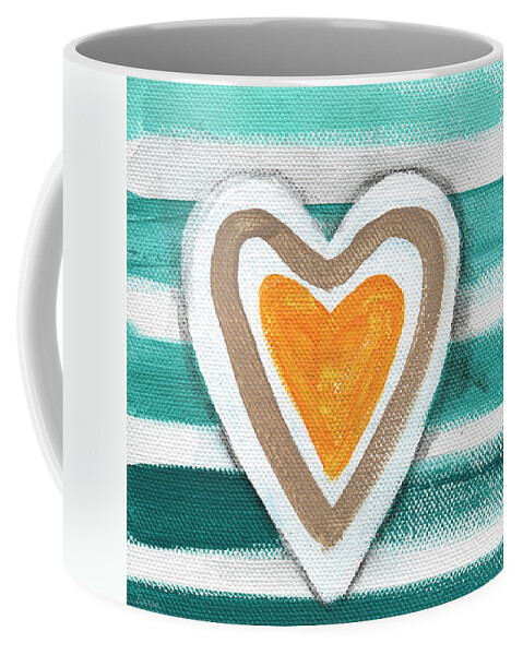 Hearts Coffee Mug featuring the painting Beach Glass Hearts by Linda Woods
