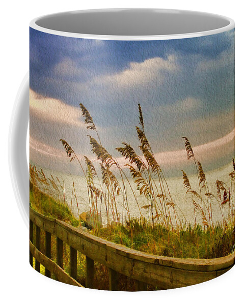 Beach Coffee Mug featuring the photograph Beach Grass by Deborah Benoit