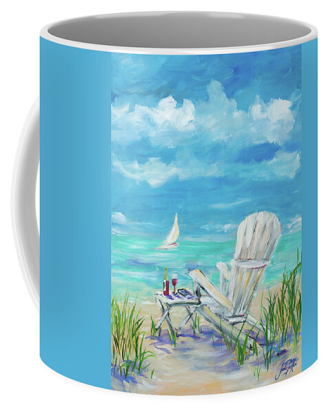 Beach Coffee Mug featuring the painting Beach Lounging by Julie Derice