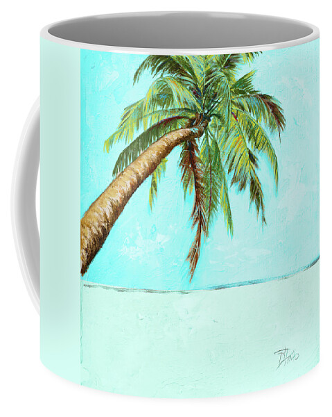 Beach Coffee Mug featuring the painting Beach Palm Blue II by Patricia Pinto