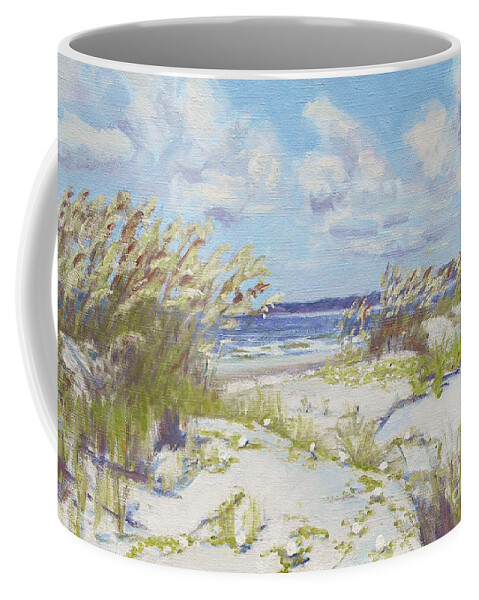 Beach Coffee Mug featuring the painting Beach Side Sea Oats Port Royal by Candace Lovely