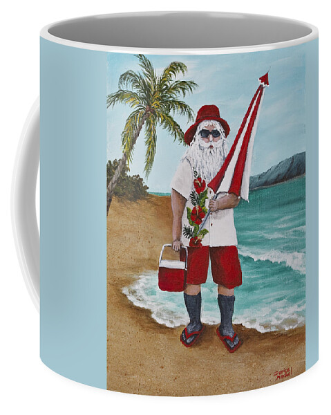 Christmas Coffee Mug featuring the painting Beachen Santa by Darice Machel McGuire