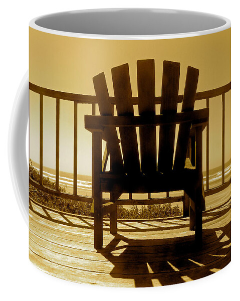 Beach Coffee Mug featuring the digital art Beachfront Chair by Gary Olsen-Hasek