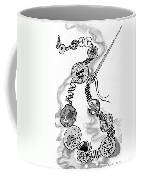 Biology Coffee Mug featuring the digital art Beads of Life by Carol Jacobs