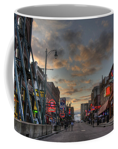 Hdr Coffee Mug featuring the photograph Beale Street Looking West in HDR 3 by James C Richardson