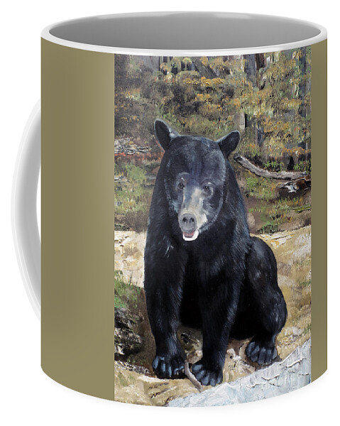 Black Bear Coffee Mug featuring the painting Bear - Wildlife Art - Ursus americanus by Jan Dappen