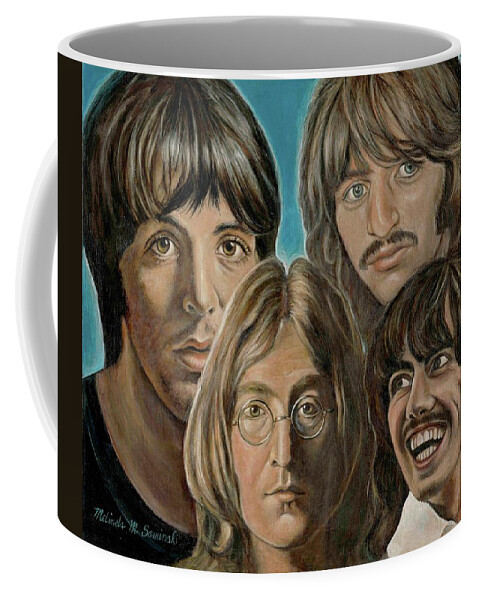 Beatles Coffee Mug featuring the painting Beatles The Fab Four by Melinda Saminski