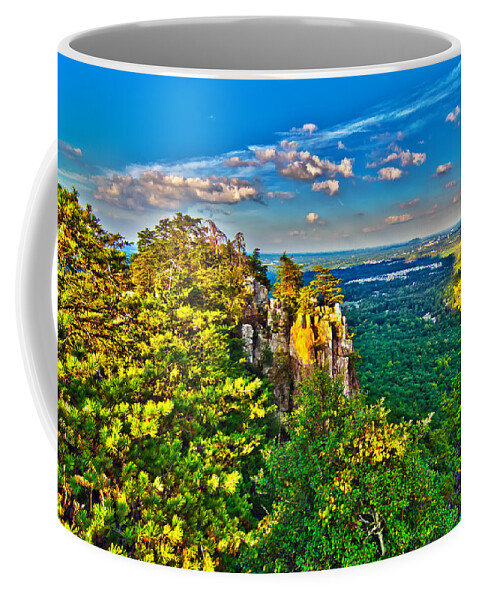 Aerial Coffee Mug featuring the photograph Beautiful Aerial Landscape Views From Crowders Mountain Near Gas by Alex Grichenko