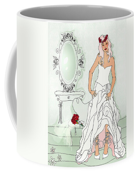 20-25 Coffee Mug featuring the photograph Beautiful Bride Getting Ready Wearing by Ikon Ikon Images