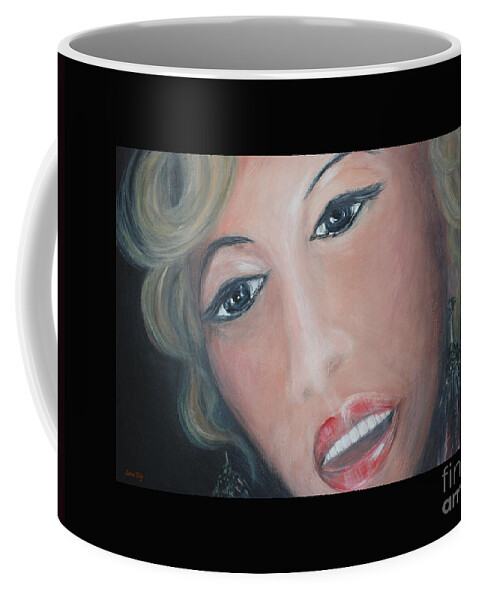Marlene Dietrich Coffee Mug featuring the painting Beautiful Woman. Portrait of Marlene Dietrich by Oksana Semenchenko