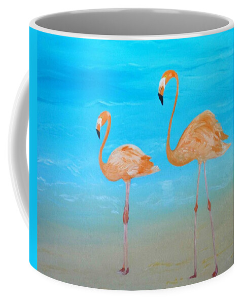 Flamingos Coffee Mug featuring the painting Beauty and Grace by Sonali Kukreja