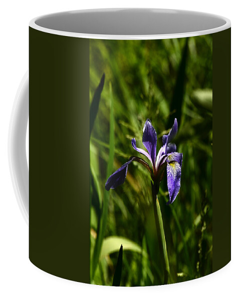 Iris Coffee Mug featuring the photograph Beauty in the Grass by Lori Tambakis