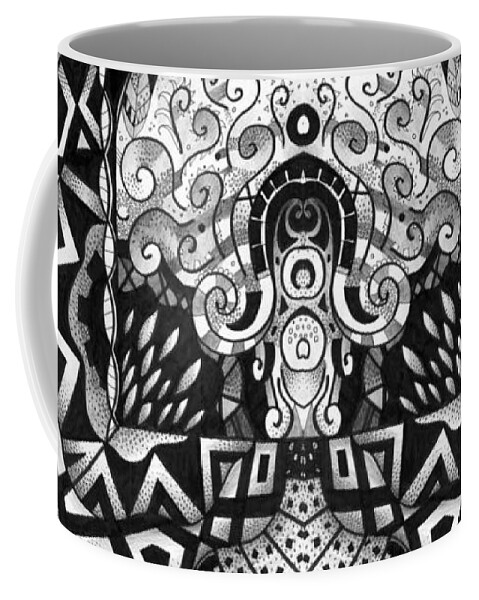 Abstract Coffee Mug featuring the digital art Beauty Is In the Eye of the Beholder - A Lines and Dots and Gradual Shadings Compilation by Helena Tiainen