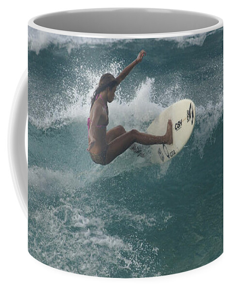 Extreme Sports Coffee Mug featuring the photograph Beauty On A Surf Board by Bob Christopher