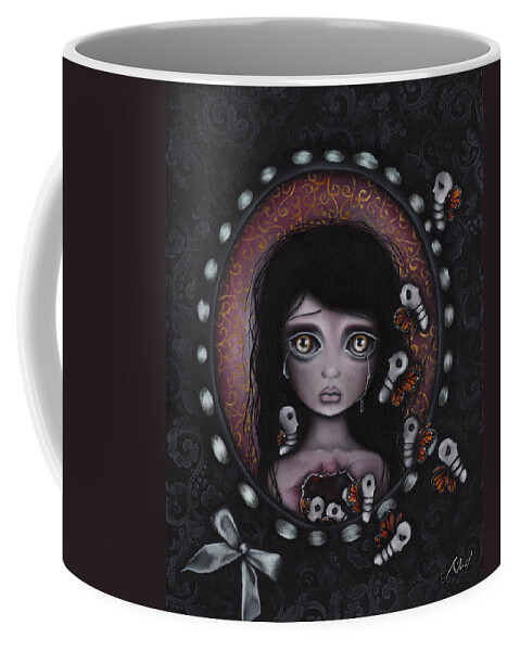 Skeleton Coffee Mug featuring the painting Beauty within me by Abril Andrade