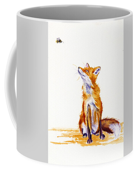 Fox Coffee Mug featuring the painting Bee Enchanted - Fox by Debra Hall
