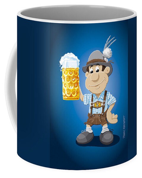 Frank Ramspott Coffee Mug featuring the digital art Beer Stein Lederhosen Oktoberfest Cartoon Man by Frank Ramspott