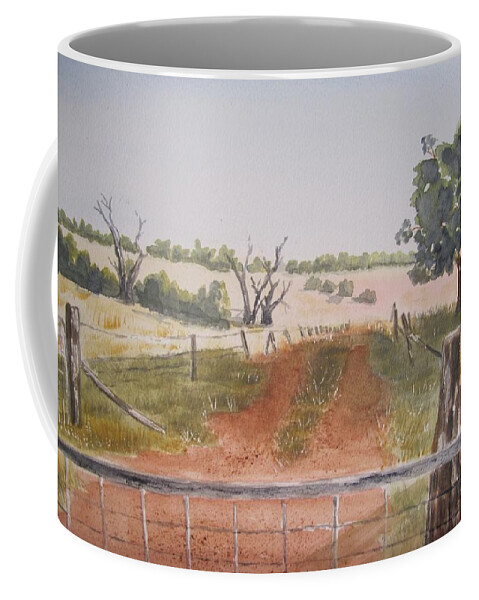 Landscape Coffee Mug featuring the painting Behind the Gate by Elvira Ingram