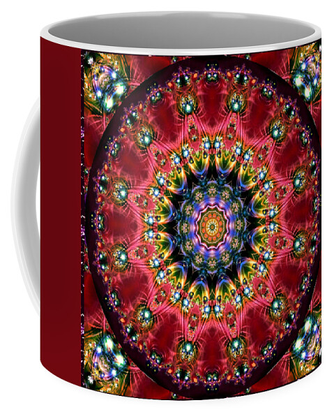 Kaleidoscope Coffee Mug featuring the digital art Bejewelled Mandala No 4 by Charmaine Zoe