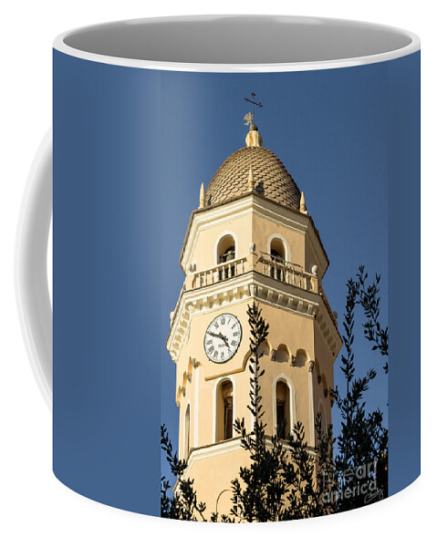 Vernazza Coffee Mug featuring the photograph Bell Tower of Vernazza by Prints of Italy