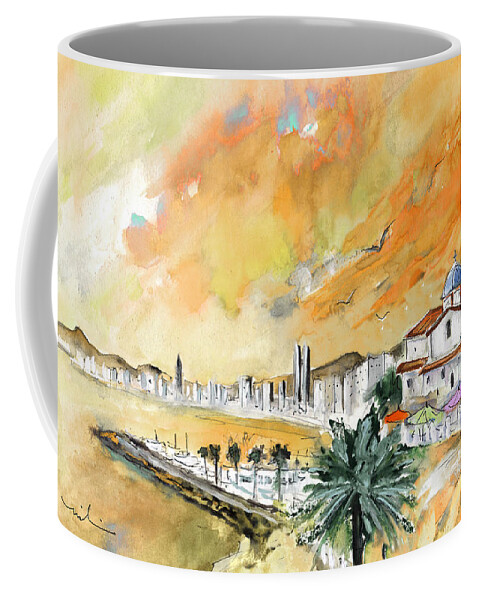 Travel Coffee Mug featuring the painting Benidorm Old Town by Miki De Goodaboom