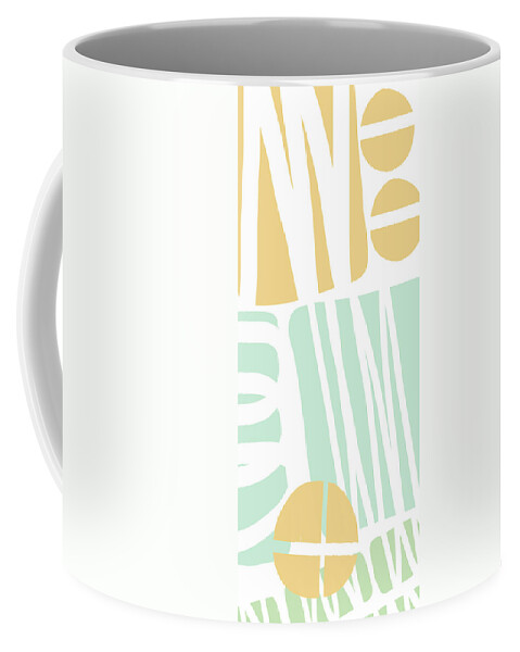 Abstract Coffee Mug featuring the mixed media Bento 1- Abstract Shape Painting by Linda Woods