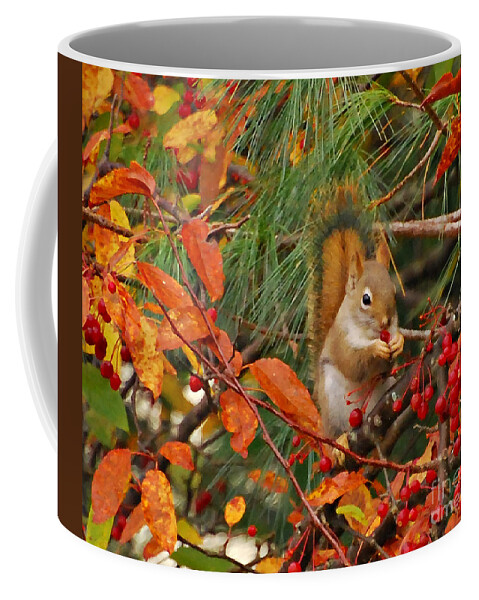 Squirrel Coffee Mug featuring the photograph Berry Loving Squirrel by Kerri Farley