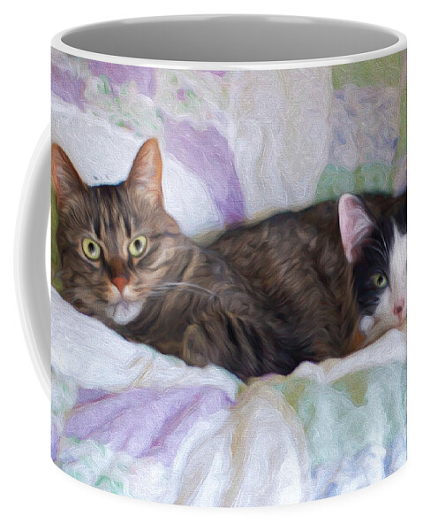 Andee Design Cat Coffee Mug featuring the mixed media Best Friends by Andee Design