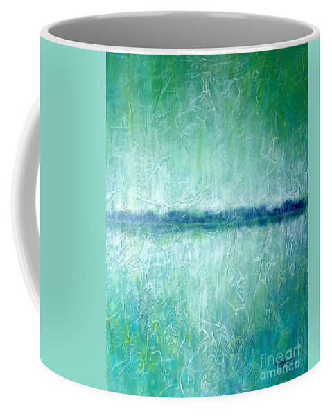 Painting Coffee Mug featuring the painting Between the Sea and Sky - Green Seascape by Cristina Stefan