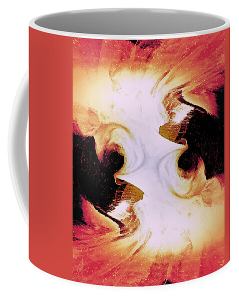 Abstract Coffee Mug featuring the digital art Beyond The Veil - Burning Orange by Pennie McCracken