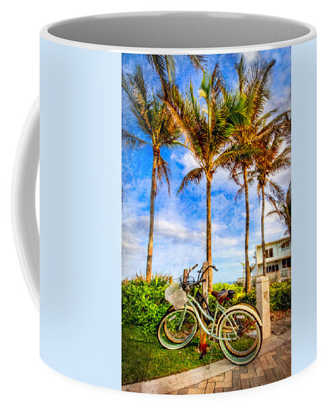 Clouds Coffee Mug featuring the photograph Bicycles Under the Palms by Debra and Dave Vanderlaan