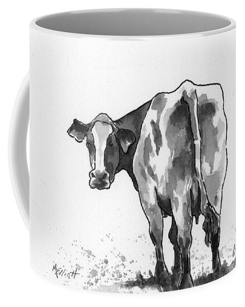 Cow Coffee Mug featuring the painting Big Bertha blk/wht by Marsha Elliott