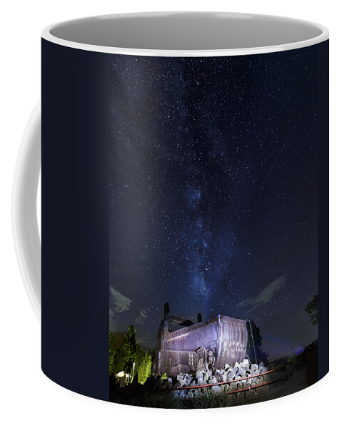 4250 Coffee Mug featuring the photograph Big Muskie Bucket Milky Way and a shooting star by Jack R Perry