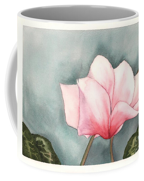 Cyclamen Coffee Mug featuring the painting Big Pink Cyclamen by Hilda Wagner