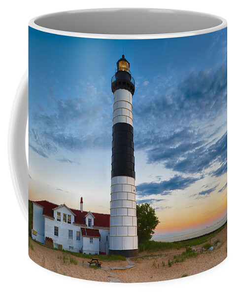 Dusk Coffee Mug featuring the photograph Big Sable Point Lighthouse Sunset by Sebastian Musial