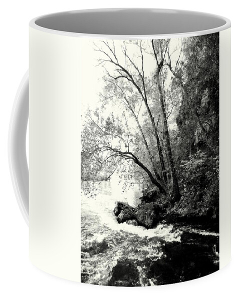 Black And White Coffee Mug featuring the photograph Big Spring In B and W by Marty Koch